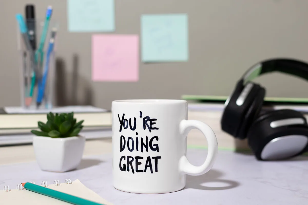 Branded mug with custom print for employer branding.