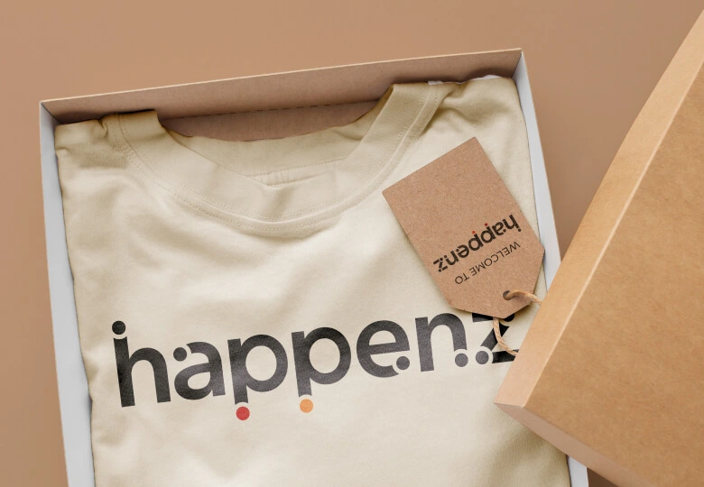 Custom printed t-shirt, part of a welcome package of a software company.