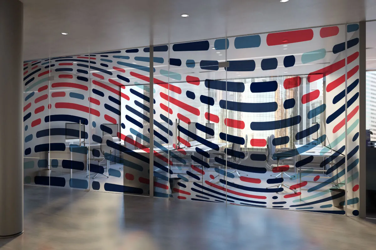 Custom print and cut glass frosting for a modern office.