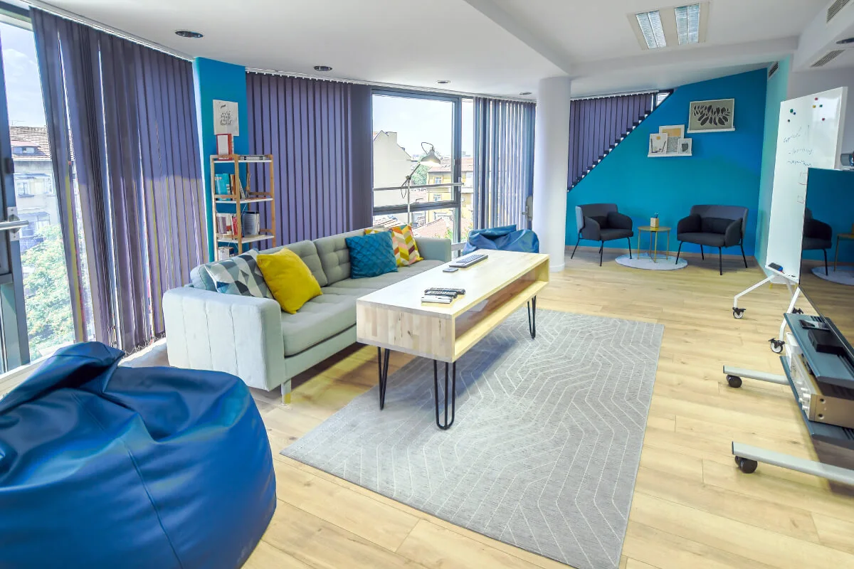 A photograph of the relax room we designed for the Parachut office.
