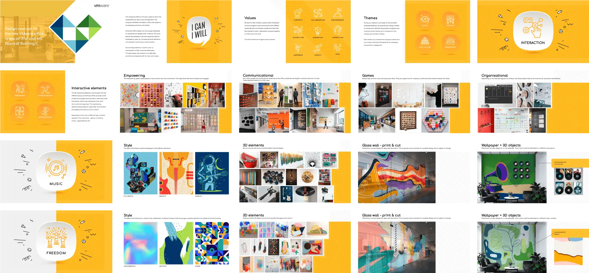 The strategy deck we've created for the VMware offices' branding and decoration.