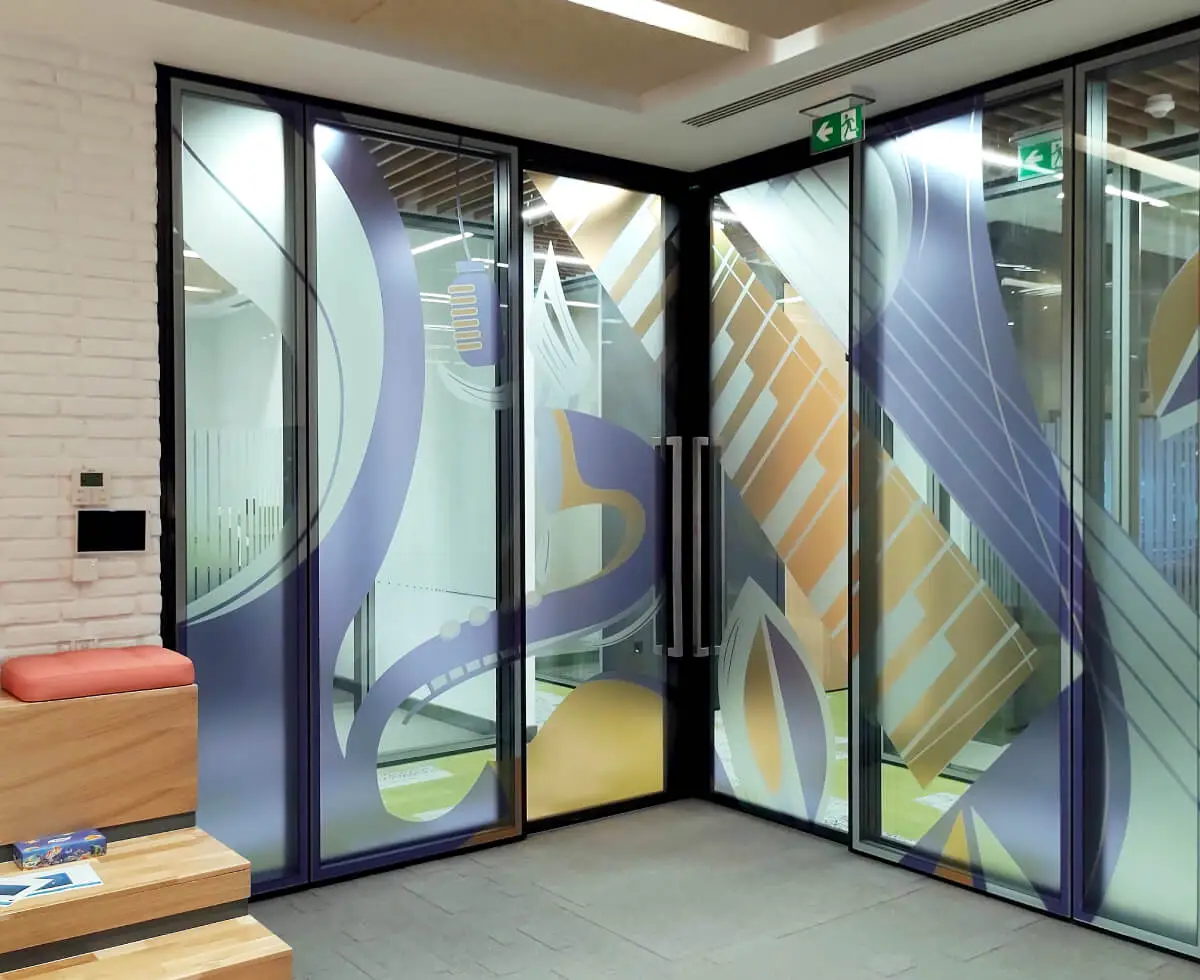 A custom frosting we designed for one of the meeting rooms in the VMware offices.