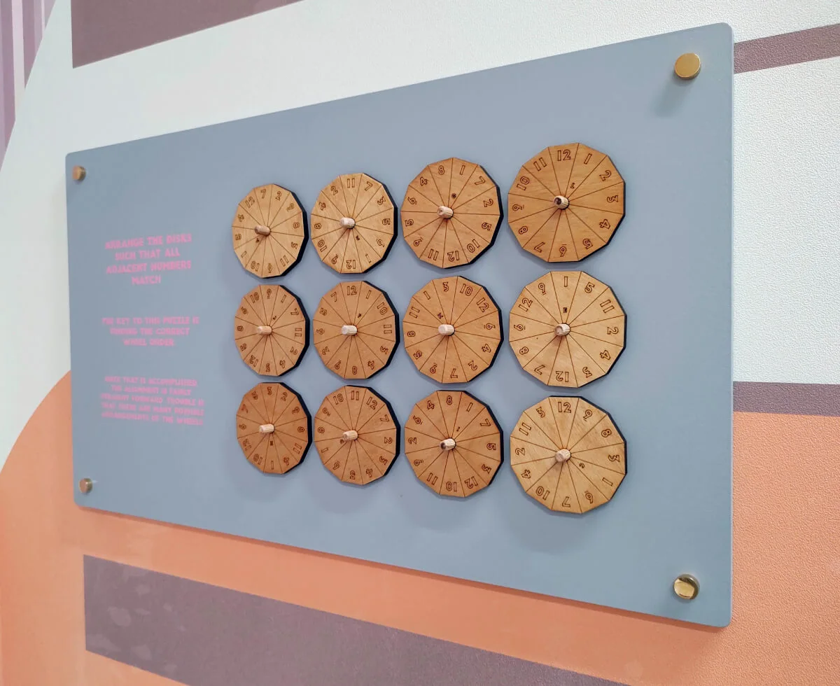 A 3D interactive mathematical puzzle we designed and installed in one of the printing zones in the VMware offices.